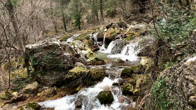 Rapids and waterfalls of the Rio Mundo in Riopar (Albacete).