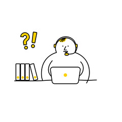 Illustration Vektor Icon des Kundendienstes, Call Center Hilfe, Fragen, Support und Kontakt Vektor Flat Line Set einfach zu bedienen und zu bearbeiten