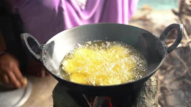 Thekua being prepared for chhath puja
