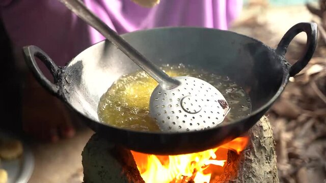 Thekua being prepared for chhath puja