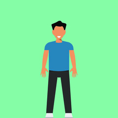 Image of a man. Man in the office. Green background. Vector illustration.