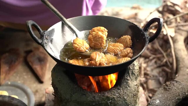Thekua being prepared for chhath puja