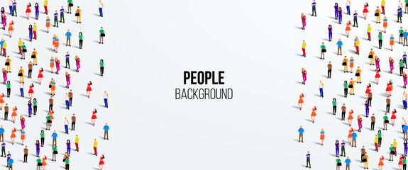 Large group of people on white background. People crowd concept. Vector illustration