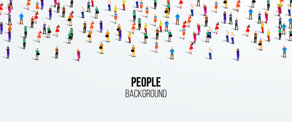 Large group of people on white background. People crowd concept. Vector illustration
