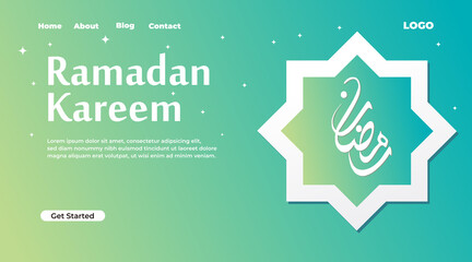 Ramadan Kareem greeting concept for web landing page template, banner, presentation, social, and print media. islamic eid fitr or adha flat design vector illustration.