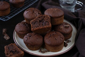Homemade sweet molten chocolate lava cakes muffins