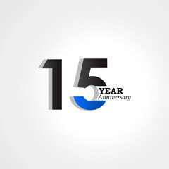 15 Years Anniversary Celebration Blue Color Vector Template Design Illustration