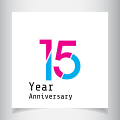 15 Years Anniversary Celebration Color Vector Template Design Illustration