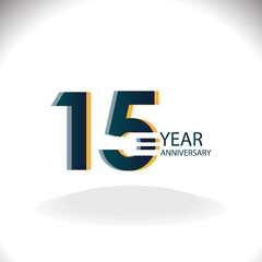15 Years Anniversary Celebration Color Vector Template Design Illustration