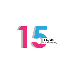 15 Years Anniversary Celebration Color Vector Template Design Illustration
