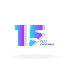 15 Years Anniversary Celebration Color Vector Template Design Illustration