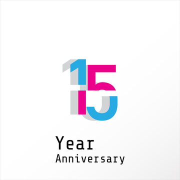 15 Years Anniversary Celebration Color Vector Template Design Illustration