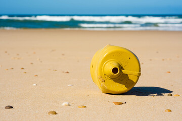 Fototapeta na wymiar plastic container polluting the beach 