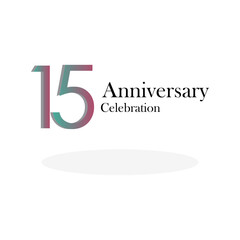 15 Years Anniversary Celebration Color Vector Template Design Illustration