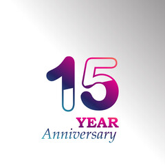 15 Years Anniversary Celebration Color Vector Template Design Illustration