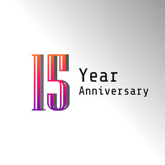 15 Years Anniversary Celebration Color Vector Template Design Illustration