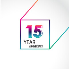15 Years Anniversary Celebration Color Vector Template Design Illustration