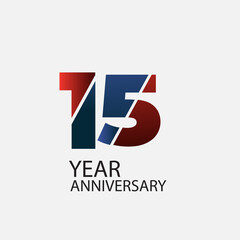 15 Years Anniversary Celebration Color Vector Template Design Illustration