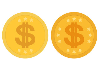 Fototapeta premium Gold coins in a set. Vector image.