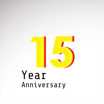 15 Years Anniversary Celebration Yellow Color Vector Template Design Illustration