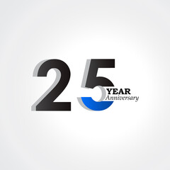 25 Years Anniversary Celebration Blue Color Vector Template Design Illustration