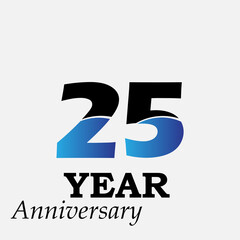 25 Years Anniversary Celebration Blue Color Vector Template Design Illustration