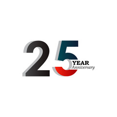 25 Years Anniversary Celebration Blue Color Vector Template Design Illustration