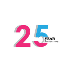25 Years Anniversary Celebration Color Vector Template Design Illustration