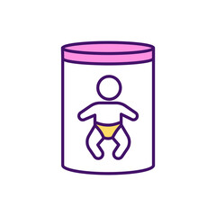 Breastmilk substitutes RGB color icon. Feeding method. Supplementing. Food replacement for breastmilk. Baby formula. Support baby immune system. Milk alternative. Isolated vector illustration