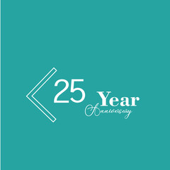 25 Years Anniversary Celebration Blue Color Vector Template Design Illustration