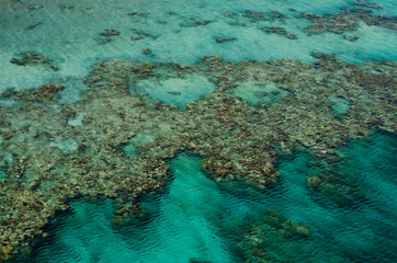 stones at the bottom of the sea in clear turquoise sea water near