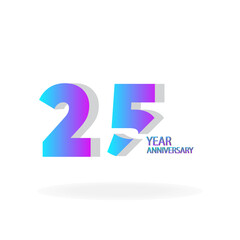 25 Years Anniversary Celebration Blue Color Vector Template Design Illustration