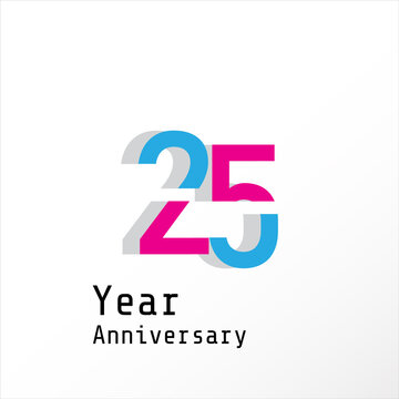 25 Years Anniversary Celebration Color Vector Template Design Illustration