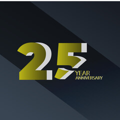 25 Years Anniversary Celebration Gold Black Background Color Vector Template Design Illustration