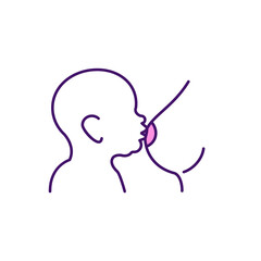 Baby hunger awareness RGB color icon. Breastfeeding position. Breast milk supply. Child nutrition. Feeding cues. Showing hunger sign. Premature babies. Night feedings. Isolated vector illustration