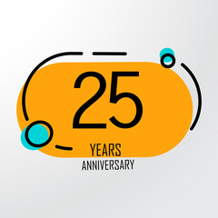 25 Years Anniversary Celebration Color Vector Template Design Illustration