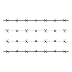 Barbed wire elements. Protect fence concept. Vector illustration isolated on white