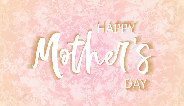 Mother's Day vector card. Pink gold paint paper background.
