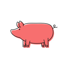 Pig logo design. Pig doodle symbol vector.