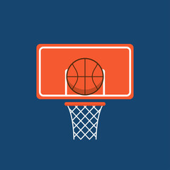 Basketball in court poster design. Basketball logo design.