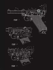 Obraz na płótnie Canvas Luger Pistol Wall Decor Black background