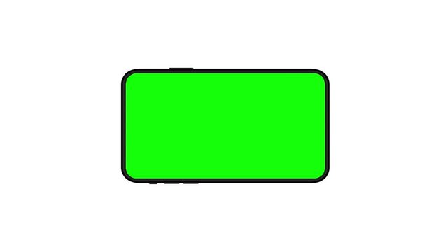 4K animation of moving smartphone mockups..Green background for chroma key on the smartphone screen.