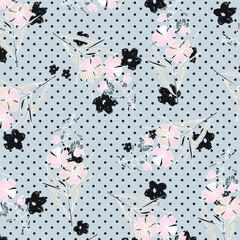 Floral seamless pattern. Hand drawn. For textile, wallpapers, print, wrapping paper. Vector stock illustration.