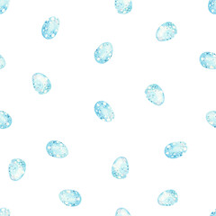 Blue bird eggs seamless pattern Watercolor Easter background