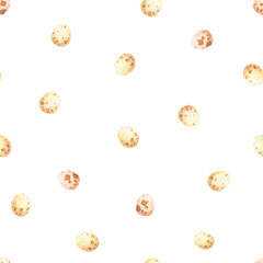 Beige bird eggs seamless pattern Watercolor Easter background
