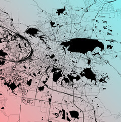 Lvov, L'viv, Ukraine (UKR) - Urban vector city map with parks, rail and roads, highways, minimalist town plan design poster, city center, downtown, transit network, street blueprint © Ilya
