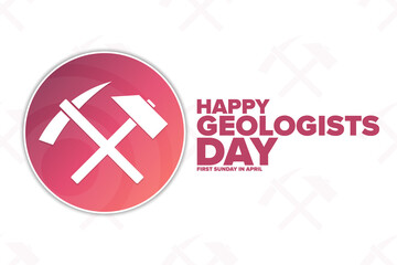 Obraz premium Happy Geologists Day. First Sunday in April. Holiday concept. Template for background, banner, card, poster with text inscription. Vector EPS10 illustration.