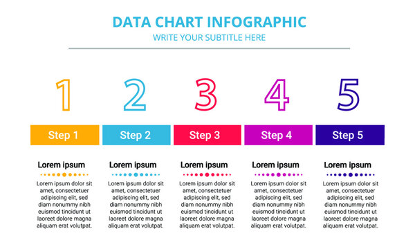 Colorful Chart Infograph Steps Template With Numbers