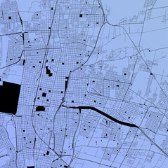 Mendoza, Argentina (ARG) - Urban vector city map with parks, rail and roads, highways, minimalist town plan design poster, city center, downtown, transit network, street blueprint