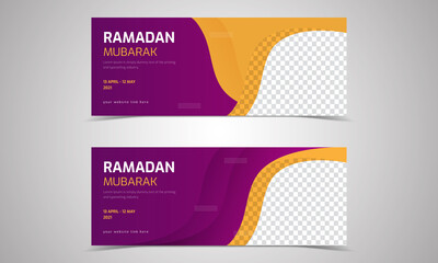 Fototapeta premium web banner, Beautiful Ramadan horizontal banner template design